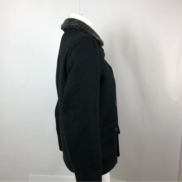 Women's Coat Black Michael Kors with Faux Fur Collar Wool Blend Sz Small - Picture 4 of 7